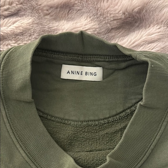 Anine Bing Green and White Casual Crew Neck Sweatshirt - Picture 2 of 8
